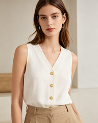 Lightweight Cotton Viscose Blend Relaxed Fit Blouse